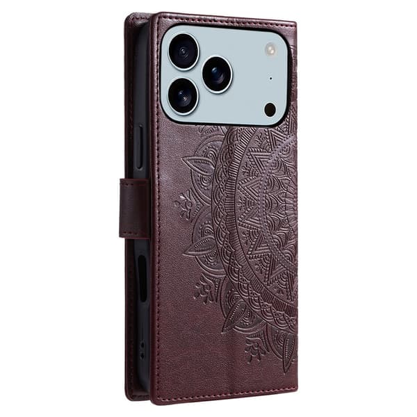 SKALO Mandala Plånboksfodral för iPhone 18 Pro Max - Brun