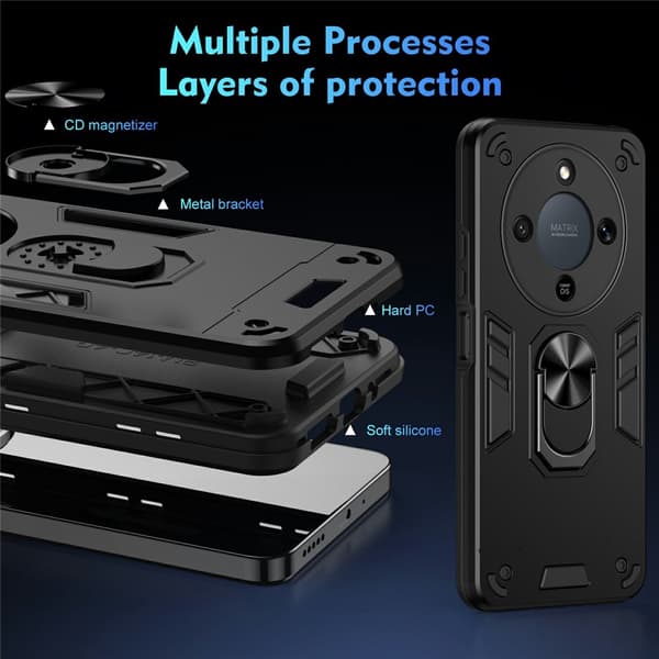 SKALO Armor Metallring Cover til Honor Magic8 Lite - Sort