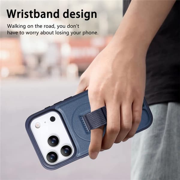 SKALO CASENEO PU-læder med fingerrem Cover til iPhone 18 Pro Max - Blå
