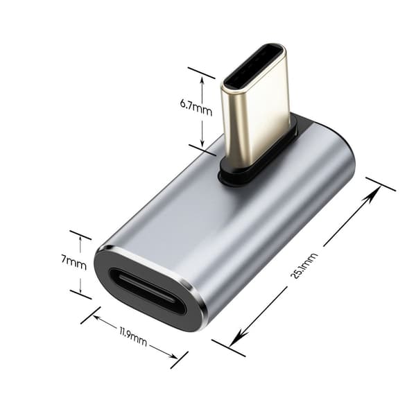 Tech-Protect UltraBoost AA03 USB-C vinkeladapter USB4 100W - Grå