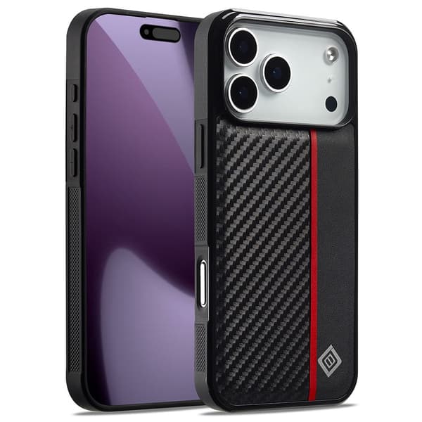 LC.IMEEKE Carbon Fiber Cover til iPhone 18 Pro - Sort