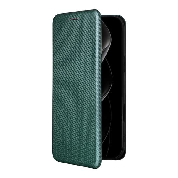 SKALO Carbon Fiber Plånboksfodral för iPhone 18 Pro Max - Grön