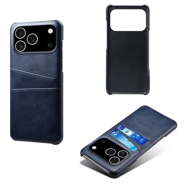 SKALO PU-Læder Kortholder Cover til iPhone 18 Pro - Blå