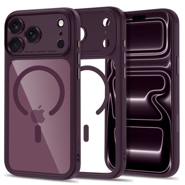 Tech-Protect MagPeak MagSafe CC Suojakuori sopii iPhone 17 Pro Max - Dark Cherry