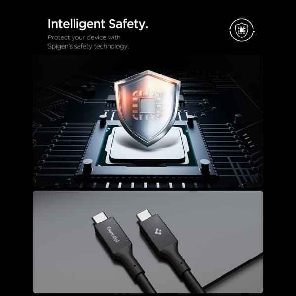 Spigen EB10020CC Essential USB-C-kabel 100W 2m - Svart