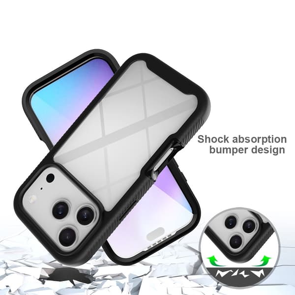 SKALO Shockproof Clear Hybrid+Skärmskydd Skal för iPhone 18 Pro - Blå