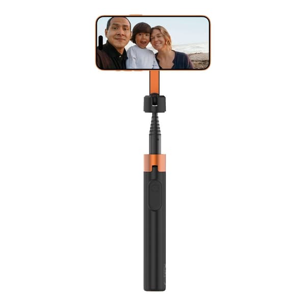 Tech-Protect L10S MagSafe Selfie stick med stativ og Bluetooth 152cm - Sort/Orange