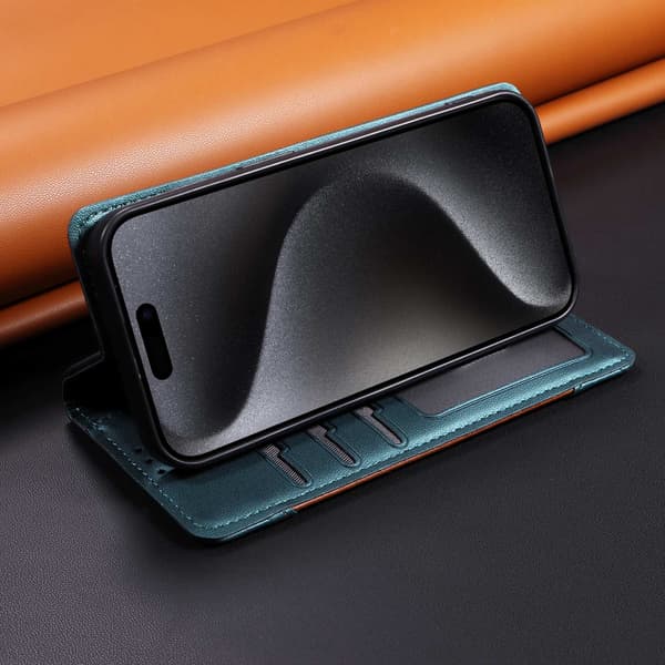 SKALO PU-Læder Flip Cover til iPhone 18 Pro Max - Grøn