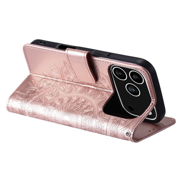 SKALO Mandala Plånboksfodral för iPhone 18 Pro - Roséguld