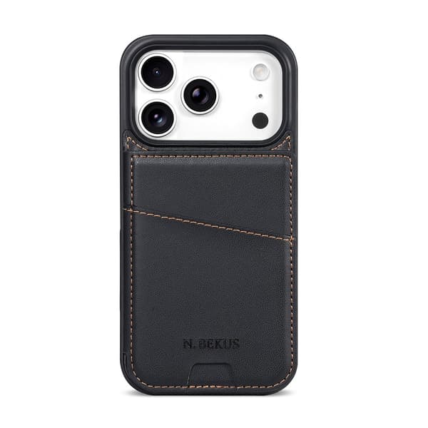 SKALO N.BEKUS P4 PU-Læder Kortholder Cover til iPhone 18 Pro Max - Sort