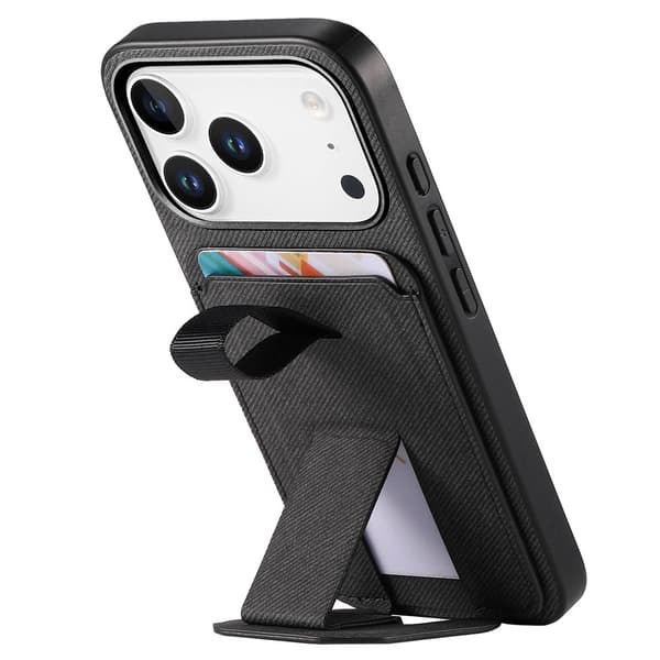 SKALO Hybridskal med Kortholder & Stativ Cover til iPhone 18 Pro Max - Sort
