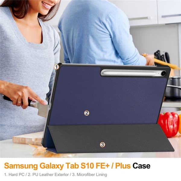 SKALO Samsung Galaxy Tab S10 FE+ Trifold Kotelo - Sininen