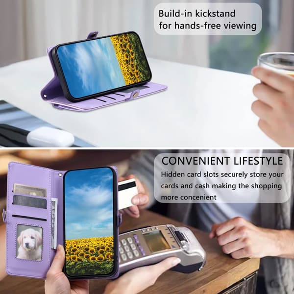 SKALO PU-Läder Envelope Plånboksfodral för iPhone 17e - Lila