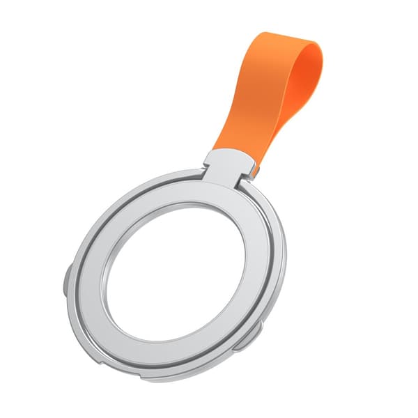 SKALO Magnetiskt Dubbelring Mobilgrepp med Rem och Vikbart Ställ - Silver-Orange