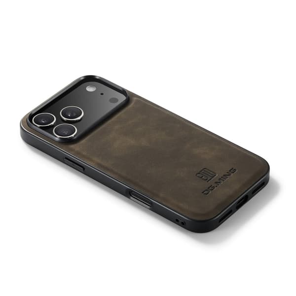 DG MING Premium PU-læder Hybrid Cover til iPhone 18 Pro - Mørkebrun