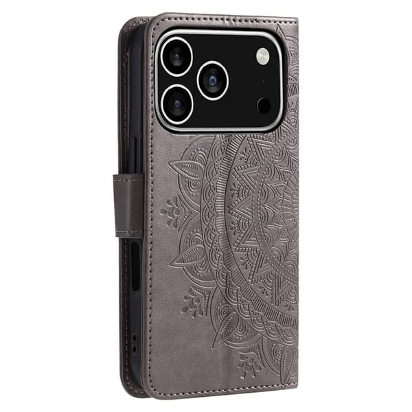 SKALO Mandala Plånboksfodral för iPhone 18 Pro - Grå