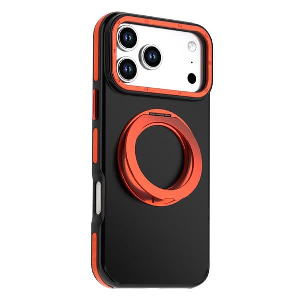 SKALO Hybrid 360° Ring Cover til iPhone 18 Pro Max - Sort-Orange