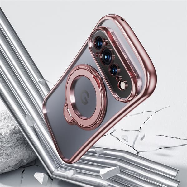 SKALO Electroplated 360° Ring TPU Skal för Google Pixel 11 Pro - Rosa