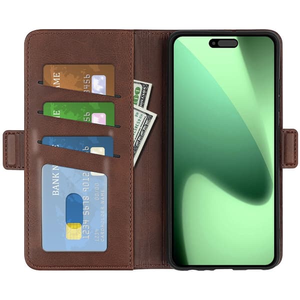 SKALO Premium ID Plånboksfodral för iPhone 18 Pro Max - Brun
