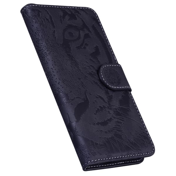 SKALO Præget Tiger Flip Cover til iPhone 18 Pro Max - Sort