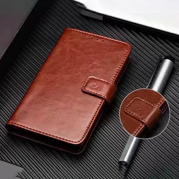 SKALO IDEWEI PU-Læder Crazy Horse Flip Cover til iPhone 18 Pro - Sort