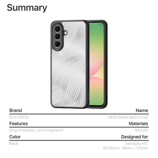 DUX DUCIS Aimo Series Cover til Samsung Galaxy A57 5G - Sort