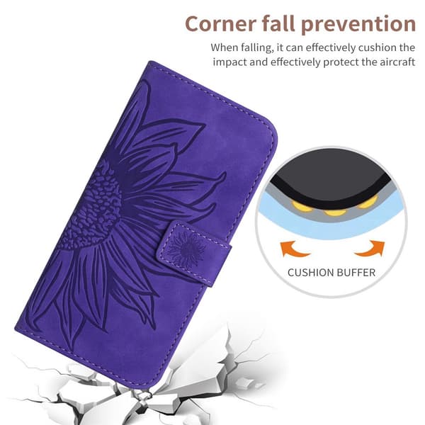 SKALO Embossed Flower Plånboksfodral för iPhone 18 Pro Max - Mörklila