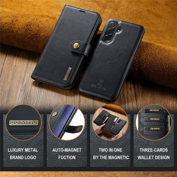 DG MING 2-i-1 Magnet Flip Cover til Samsung Galaxy A37 5G - Sort