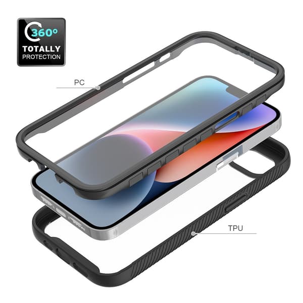 SKALO Shockproof Clear Hybrid+Skærmbeskyttelse Cover til iPhone 17e - Sort