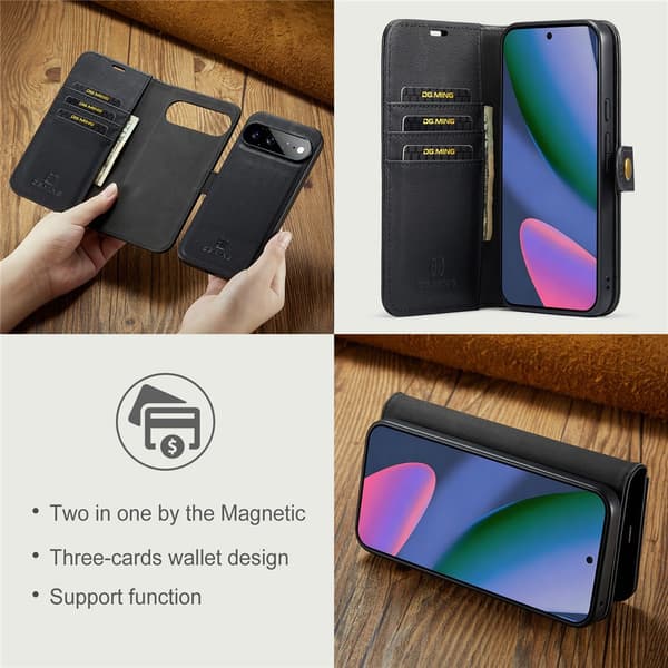 DG MING 2-i-1 Magnet Flip Cover til Google Pixel 11 Pro XL - Sort
