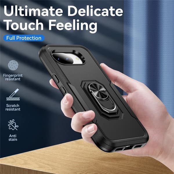 SKALO Armor Metalring Cover til Google Pixel 10a - Sort