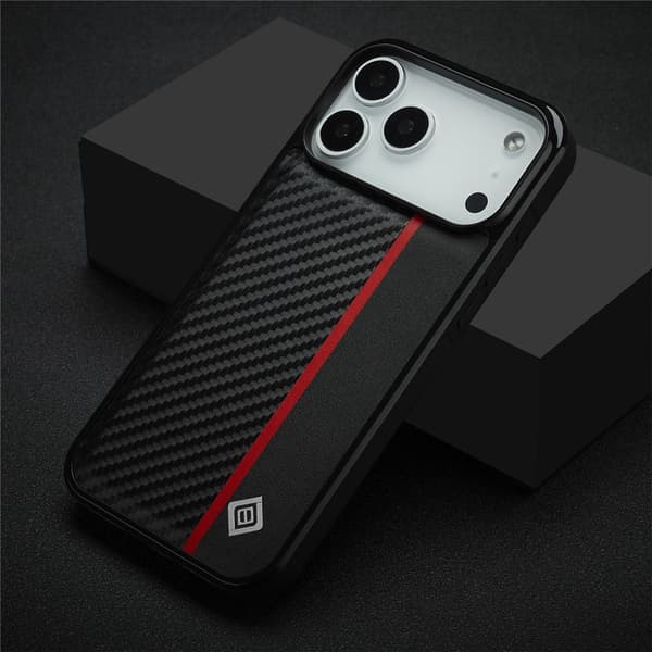 LC.IMEEKE Carbon Fiber Cover til iPhone 18 Pro Max - Sort