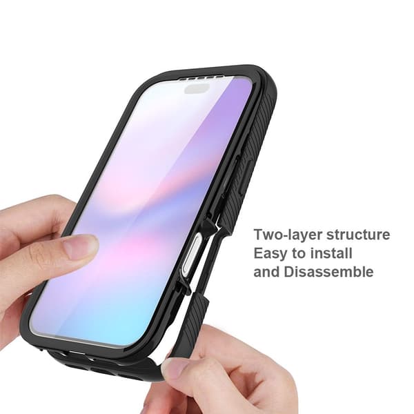 SKALO Shockproof Clear Hybrid+Skærmbeskyttelse Cover til iPhone 18 Pro - Lilla