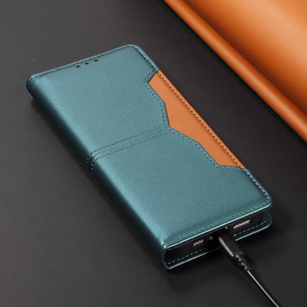 SKALO PU-Læder Flip Cover til iPhone 18 Pro - Grøn