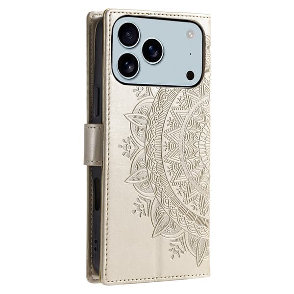 SKALO Mandala Plånboksfodral för iPhone 18 Pro Max - Guld