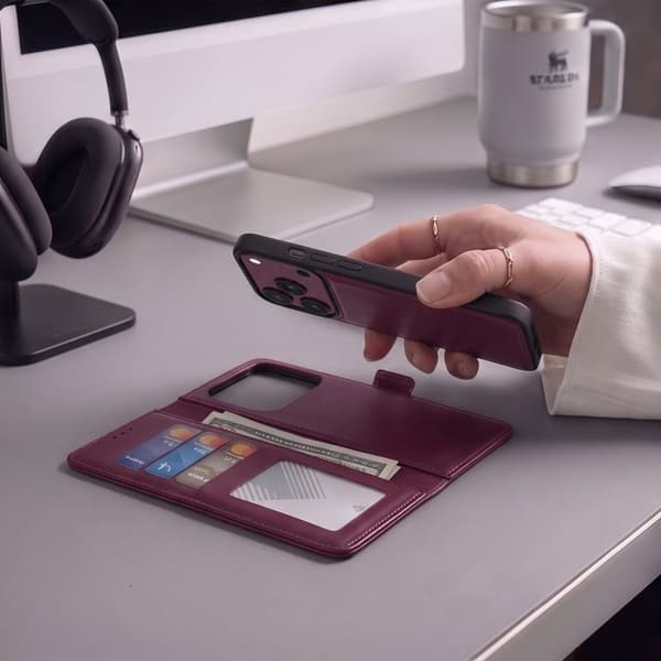Tech-Protect 2i1 Wallet MagSafe Plånboksfodral/Skal för iPhone 18 Pro - Mulberry