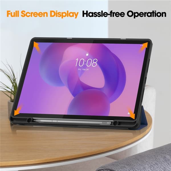 SKALO Trifold Cover til Lenovo Idea Tab Plus - Mørkeblå