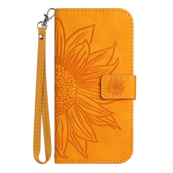 SKALO Præget Blomst Flip Cover til iPhone 18 Pro Max - Gul