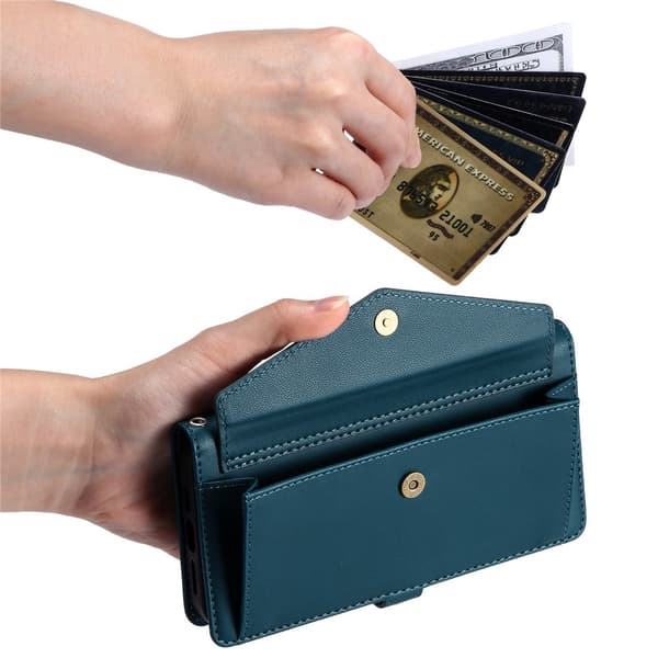 SKALO PU-Läder Envelope Plånboksfodral för iPhone 18 Pro - Grön