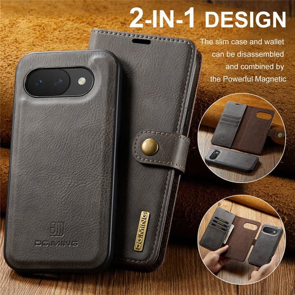 DG MING 2-i-1 Magnet Flip Cover til Google Pixel 10a - Grå