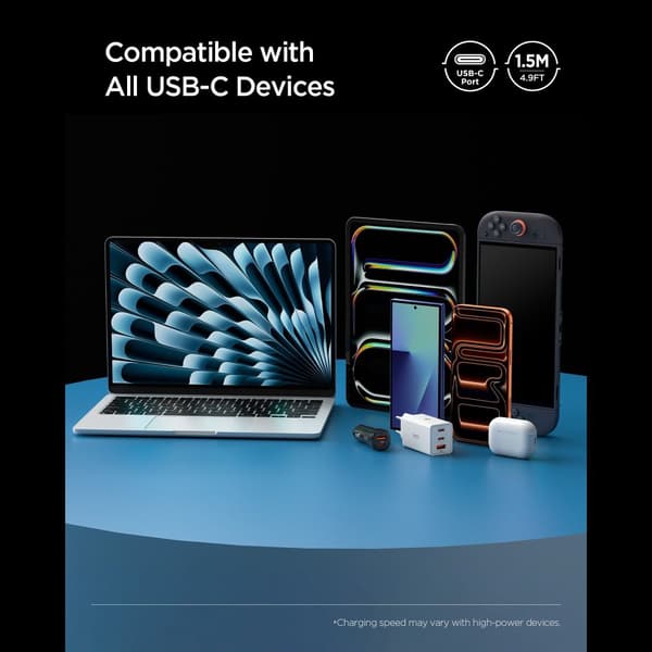 Spigen EB10015CC Essential USB-C-kaapeli 100W 1.5m - Musta