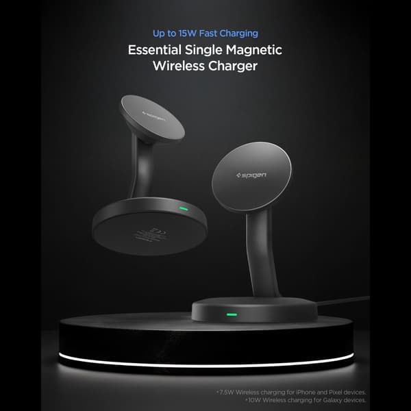 Spigen EF151MS Essential MagSafe trådløs oplader 15W med stativ - Sort