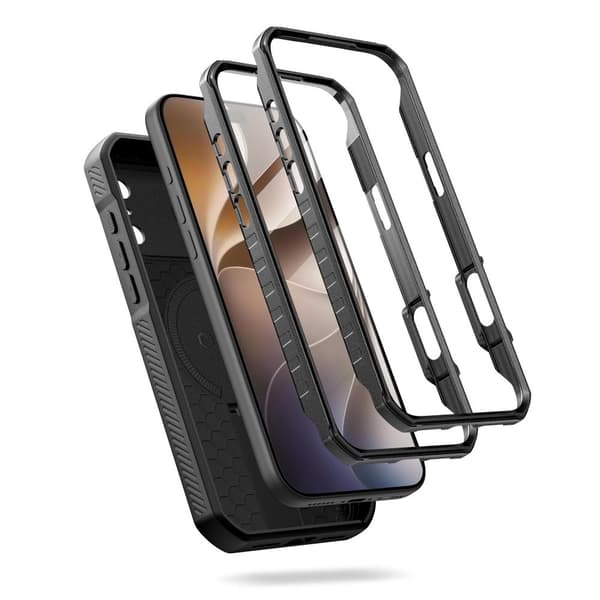 Tech-Protect Kevlar MagSafe 2-Set Cover med stativ til iPhone 18 Pro Max - Sort