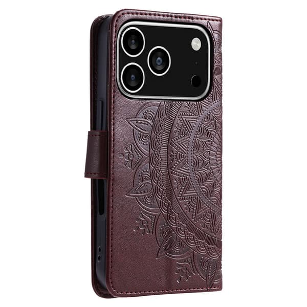 SKALO Mandala Flip Cover til iPhone 18 Pro - Brun