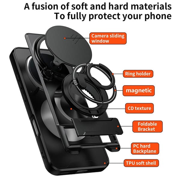 SKALO Kameraslider Ring/Stativ Cover til Honor Magic8 Pro - Sort