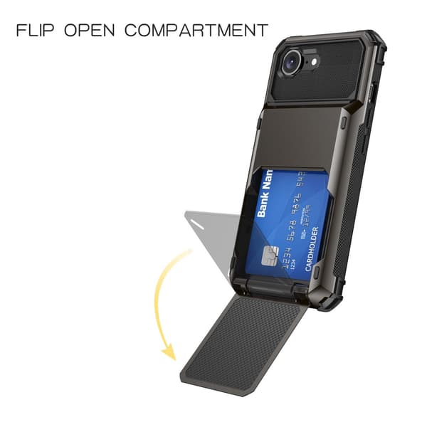 SKALO Armor Flip Kortholder Cover til iPhone 17e - Sort