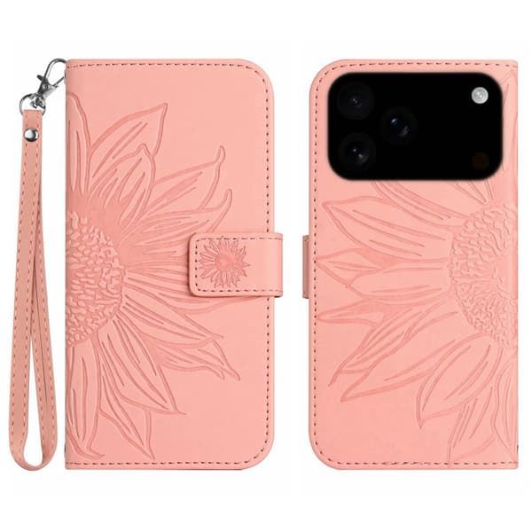 SKALO Embossed Flower Plånboksfodral för iPhone 18 Pro - Rosa