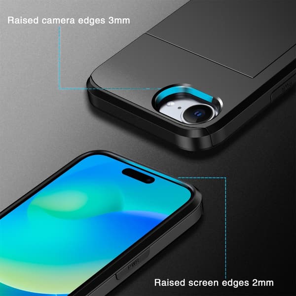 SKALO Armor Kortholder Cover til iPhone 17e - Sort