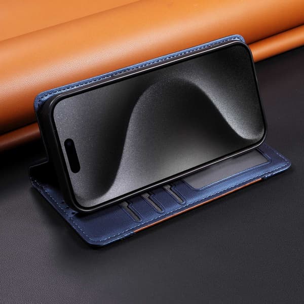 SKALO PU-Læder Flip Cover til iPhone 18 Pro Max - Blå
