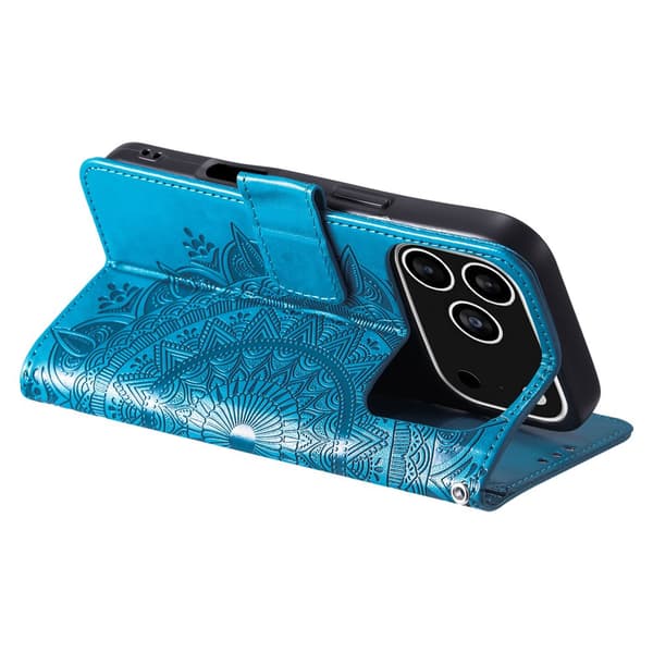 SKALO Mandala Flip Cover til iPhone 18 Pro - Blå